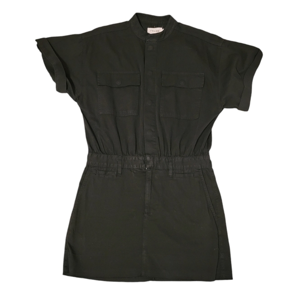 Frame Le Tomboy Dress Black Women's Size Small Button Snaps Pockets Mechanic - Picture 3 of 11